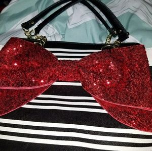 NWOT Betsey Johnson Red Sequin Bow Purse